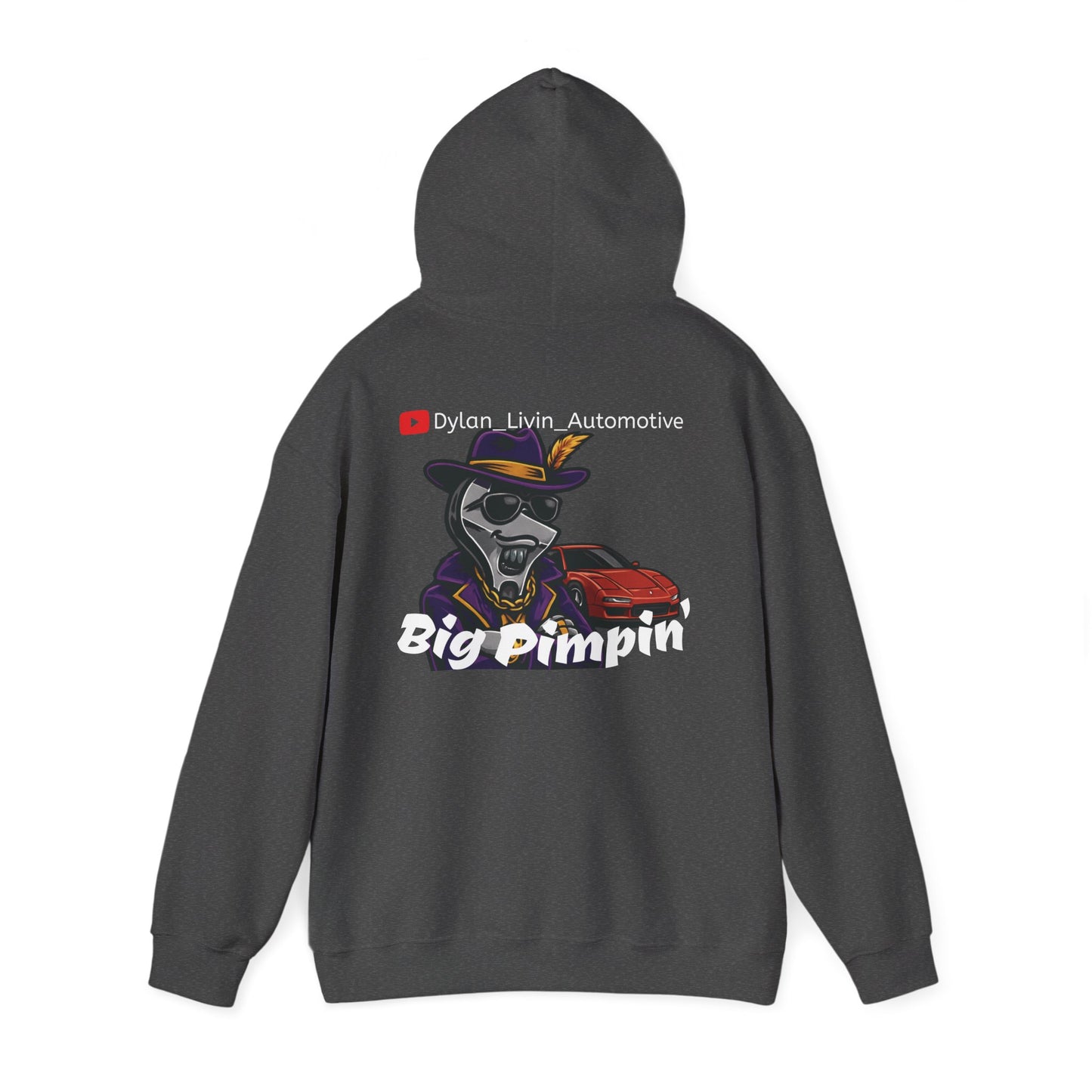 Dylan Livin' Automotive Pimp Dog Racing Hoodie — Graphic Pullover with Car & Wrench Design
