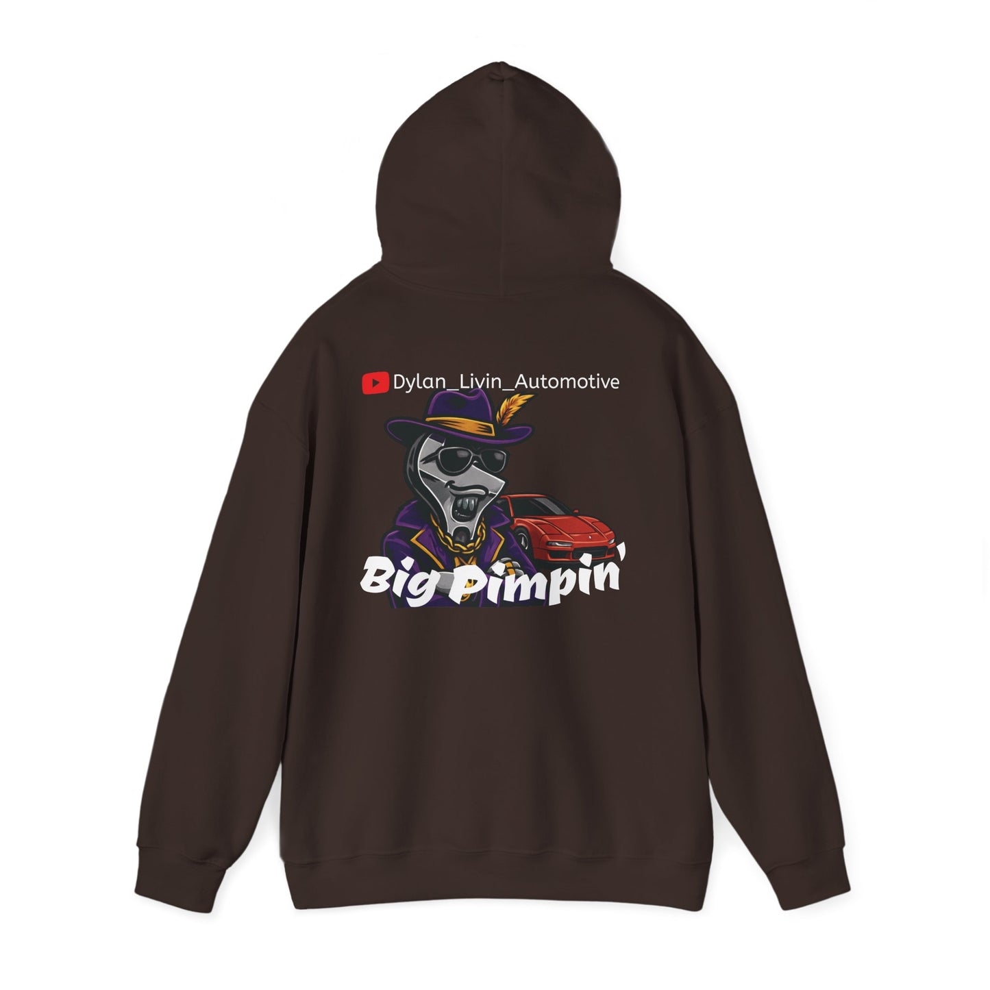 Dylan Livin' Automotive Pimp Dog Racing Hoodie — Graphic Pullover with Car & Wrench Design