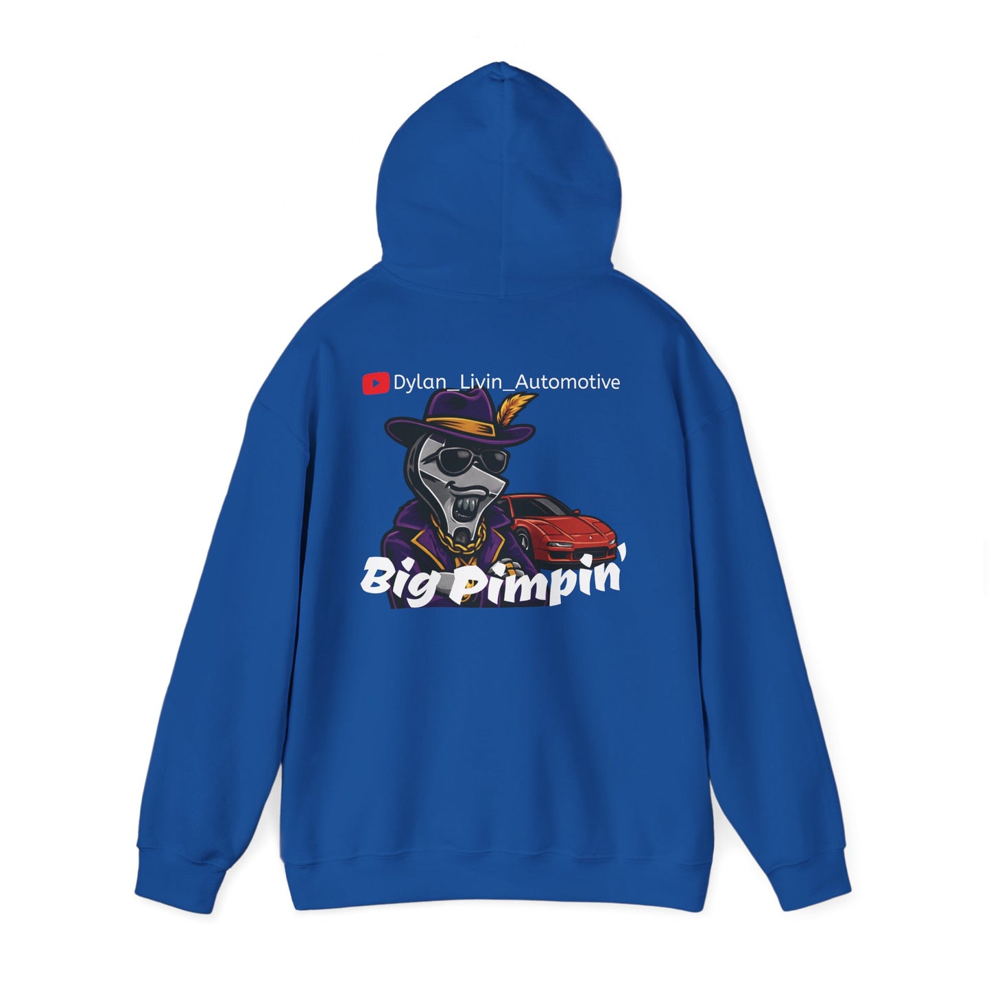 Dylan Livin' Automotive Pimp Dog Racing Hoodie — Graphic Pullover with Car & Wrench Design