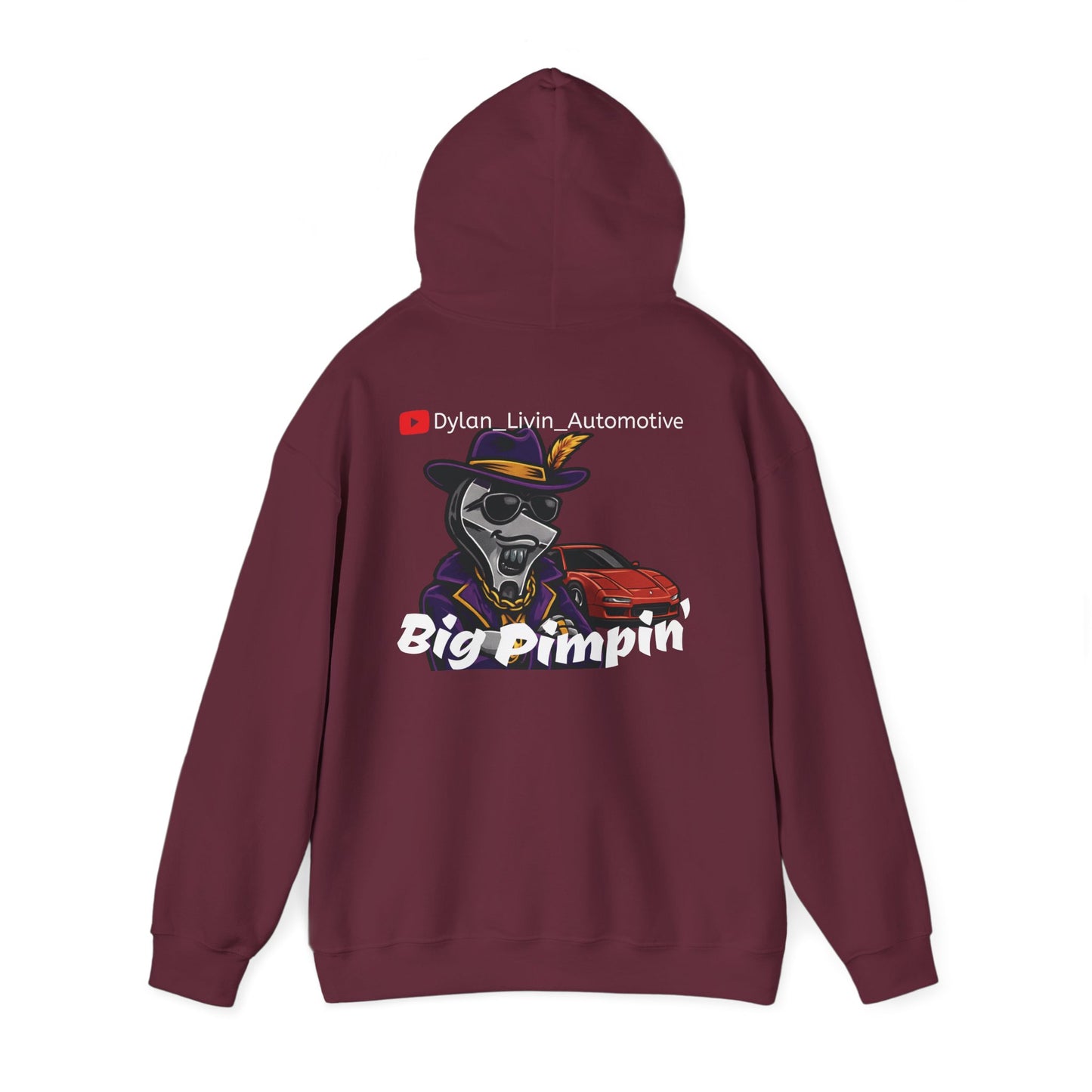 Dylan Livin' Automotive Pimp Dog Racing Hoodie — Graphic Pullover with Car & Wrench Design