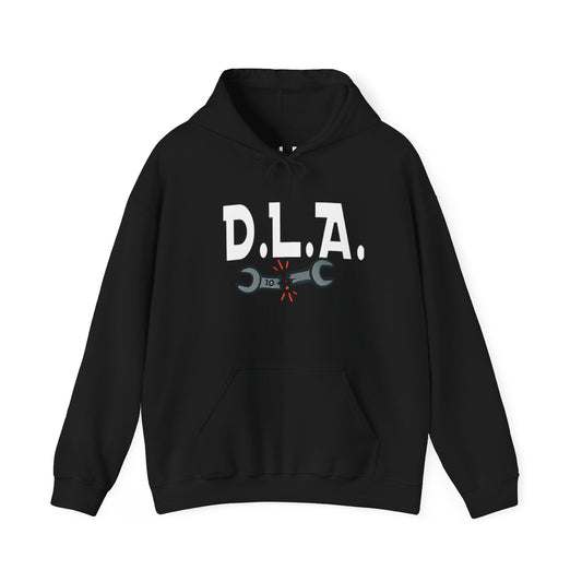 Dylan Livin' Automotive Pimp Dog Racing Hoodie — Graphic Pullover with Car & Wrench Design